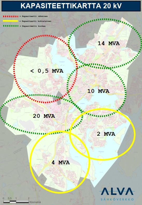 Kapasiteettikartta 20 kV